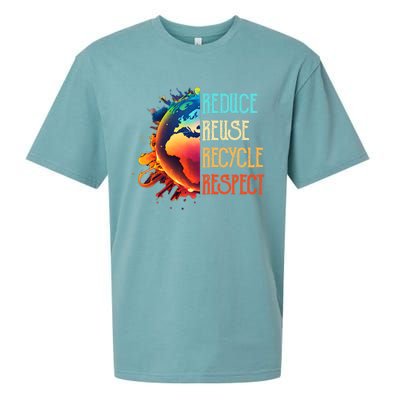 Reduce Reuse Recycle Respect Save The Earth Awareness Gift Sueded Cloud Jersey T-Shirt