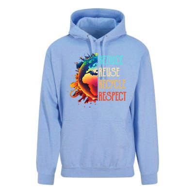 Reduce Reuse Recycle Respect Save The Earth Awareness Gift Unisex Surf Hoodie