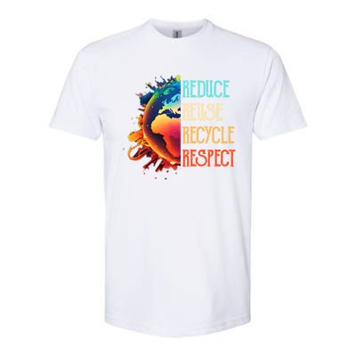 Reduce Reuse Recycle Respect Save The Earth Awareness Gift Softstyle CVC T-Shirt