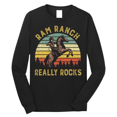 Ram Ranch Really Rocks Vintage Western Cow Country Lover Long Sleeve Shirt