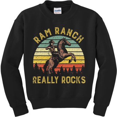 Ram Ranch Really Rocks Vintage Western Cow Country Lover Kids Sweatshirt