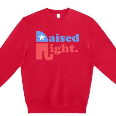 Raised Right Republican Elephant Retro Style Distressed Gift Premium Crewneck Sweatshirt