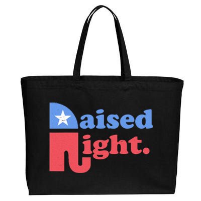 Raised Right Republican Elephant Retro Style Distressed Gift Cotton Canvas Jumbo Tote