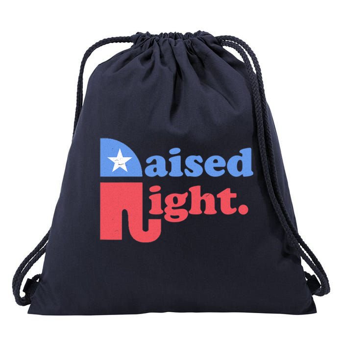 Raised Right Republican Elephant Retro Style Distressed Gift Drawstring Bag