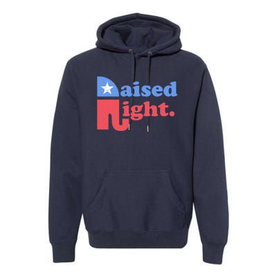 Raised Right Republican Elephant Retro Style Distressed Gift Premium Hoodie