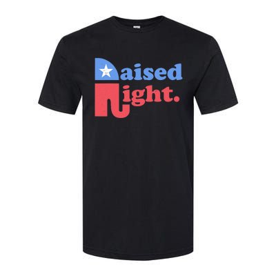 Raised Right Republican Elephant Retro Style Distressed Gift Softstyle® CVC T-Shirt