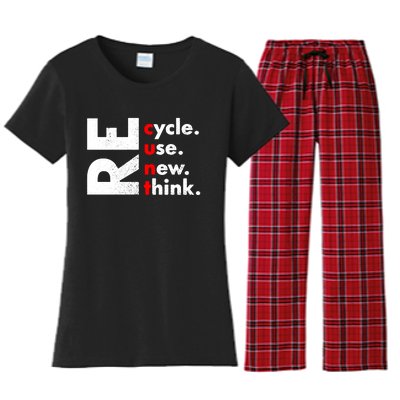 Recycle Reuse Renew Rethink Crisis Environmental Activism Women's Flannel Pajama Set