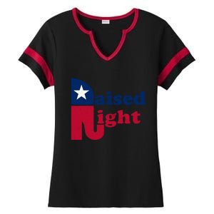 Raised Right Republican Elephant Retro Style Patriotic Gift Cute Gift Ladies Halftime Notch Neck Tee