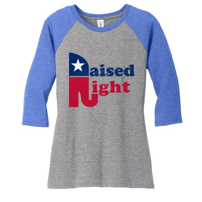 Raised Right Republican Elephant Retro Style Patriotic Gift Cute Gift Women's Tri-Blend 3/4-Sleeve Raglan Shirt