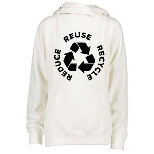 Reduce Reuse Recycle Earth Day Gift For Mother Earth Gift Womens Funnel Neck Pullover Hood