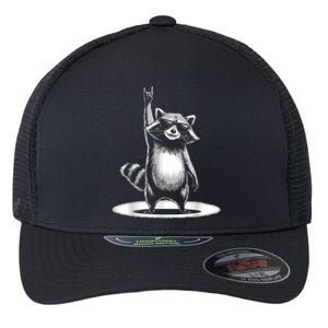 Retro Raccoon Rock Music Gift Women Funny Raccoon Flexfit Unipanel Trucker Cap