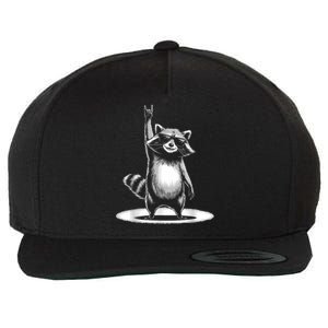 Retro Raccoon Rock Music Gift Women Funny Raccoon Wool Snapback Cap