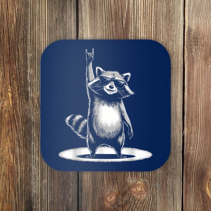 Retro Raccoon Rock Music Gift Women Funny Raccoon Coaster