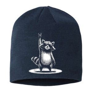 Retro Raccoon Rock Music Gift Women Funny Raccoon Sustainable Beanie