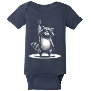 Retro Raccoon Rock Music Gift Women Funny Raccoon Baby Bodysuit