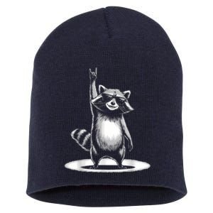 Retro Raccoon Rock Music Gift Women Funny Raccoon Short Acrylic Beanie