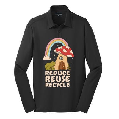 Reduce Reuse Recycle Rainforest Gift Silk Touch Performance Long Sleeve Polo