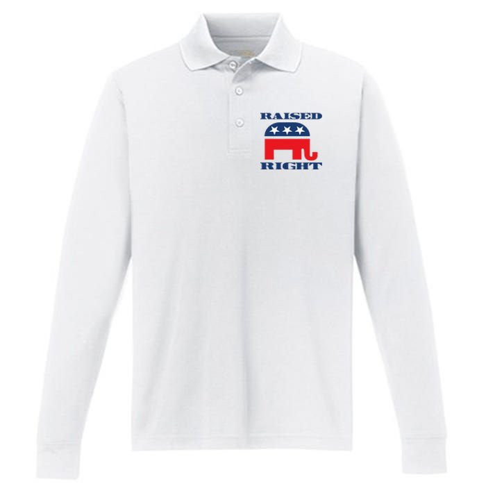 Raised Right Republican Party Performance Long Sleeve Polo