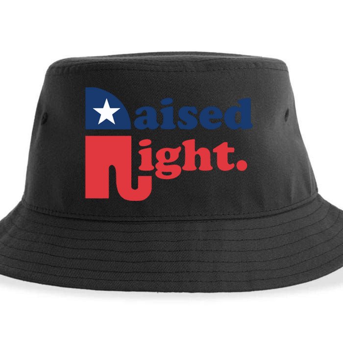 Raised Right Republican Elephant Retro Style Distressed Gift Sustainable Bucket Hat