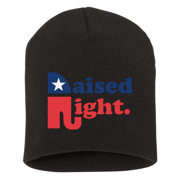 Raised Right Republican Elephant Retro Style Distressed Gift Short Acrylic Beanie