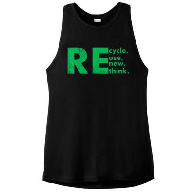 Recycle Reuse Renew Rethink Crisis Environmental Activism Ladies PosiCharge Tri-Blend Wicking Tank