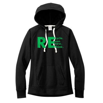 Recycle Reuse Renew Rethink Crisis Environmental Activism Women's Fleece Hoodie