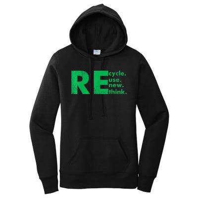 Recycle Reuse Renew Rethink Crisis Environmental Activism Women's Pullover Hoodie