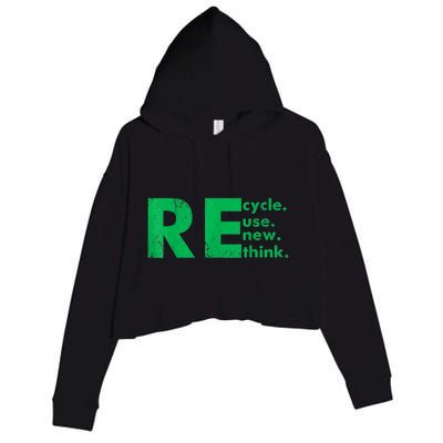 Recycle Reuse Renew Rethink Crisis Environmental Activism Crop Fleece Hoodie