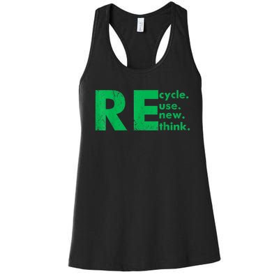 Recycle Reuse Renew Rethink Crisis Environmental Activism Women's Racerback Tank