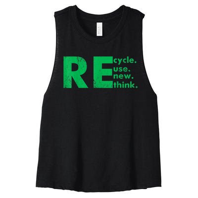 Recycle Reuse Renew Rethink Crisis Environmental Activism Women's Racerback Cropped Tank