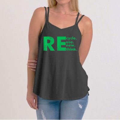 Recycle Reuse Renew Rethink Crisis Environmental Activism Women's Strappy Tank