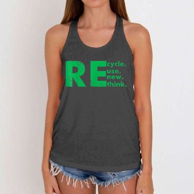 Recycle Reuse Renew Rethink Crisis Environmental Activism Women's Knotted Racerback Tank