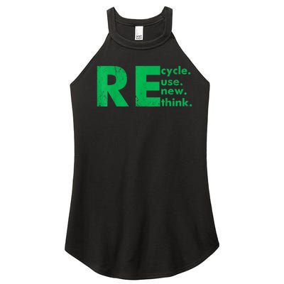 Recycle Reuse Renew Rethink Crisis Environmental Activism Women's Perfect Tri Rocker Tank