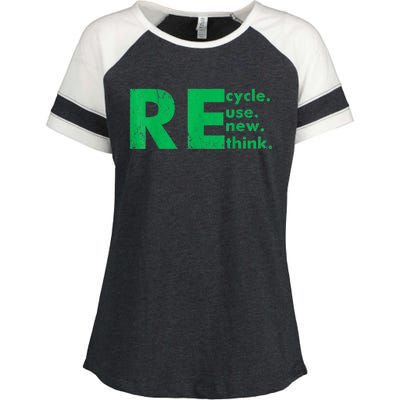 Recycle Reuse Renew Rethink Crisis Environmental Activism Enza Ladies Jersey Colorblock Tee