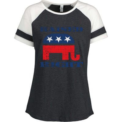 Raised Right Republican Elephant Retro Style Distressed Gift Enza Ladies Jersey Colorblock Tee