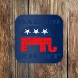 Raised Right Republican Elephant Retro Style Distressed Gift Coaster