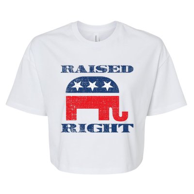 Raised Right Republican Elephant Retro Style Distressed Gift Bella+Canvas Jersey Crop Tee