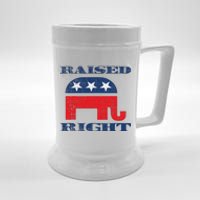 Raised Right Republican Elephant Retro Style Distressed Gift Beer Stein