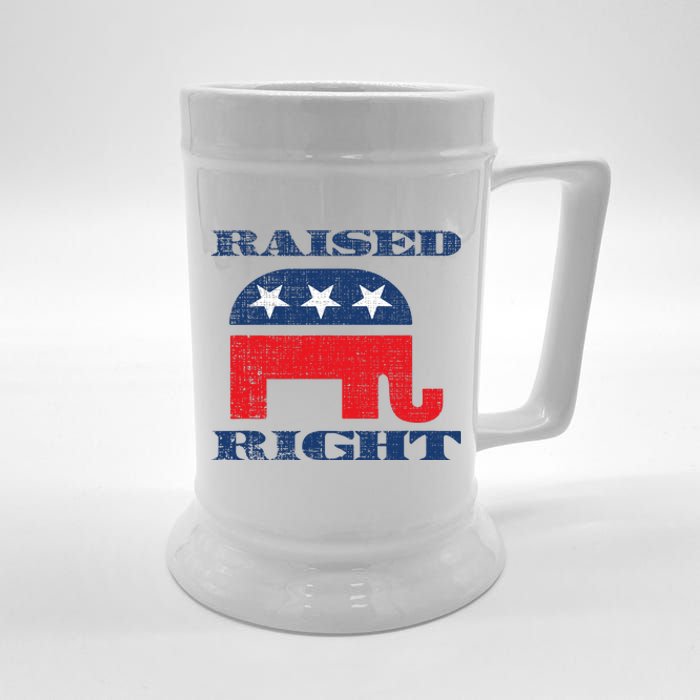 Raised Right Republican Elephant Retro Style Distressed Gift Beer Stein