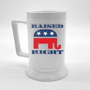 Raised Right Republican Elephant Retro Style Distressed Gift Beer Stein