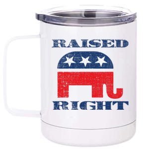 Raised Right Republican Elephant Retro Style Distressed Gift 12 oz Stainless Steel Tumbler Cup