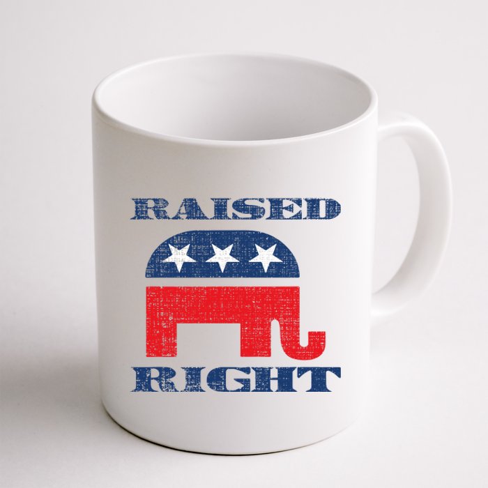 Raised Right Republican Elephant Retro Style Distressed Gift Coffee Mug