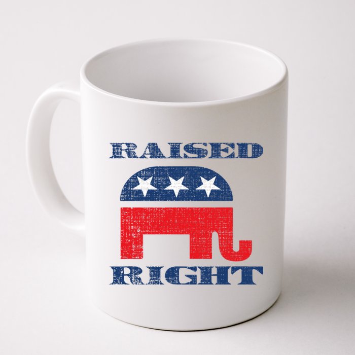 Raised Right Republican Elephant Retro Style Distressed Gift Coffee Mug