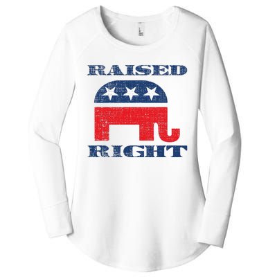 Raised Right Republican Elephant Retro Style Distressed Gift Women's Perfect Tri Tunic Long Sleeve Shirt