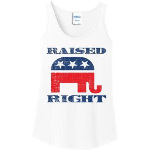 Raised Right Republican Elephant Retro Style Distressed Gift Ladies Essential Tank