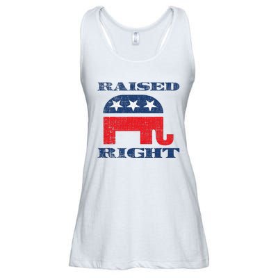 Raised Right Republican Elephant Retro Style Distressed Gift Ladies Essential Flowy Tank