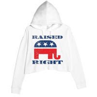 Raised Right Republican Elephant Retro Style Distressed Gift Crop Fleece Hoodie