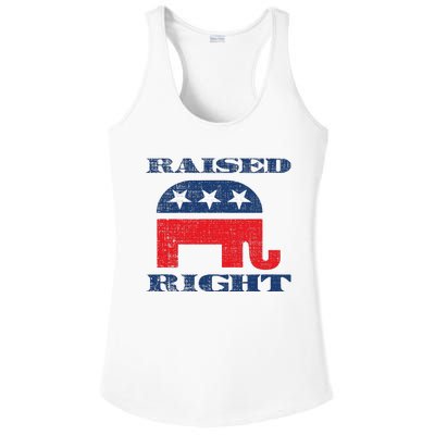 Raised Right Republican Elephant Retro Style Distressed Gift Ladies PosiCharge Competitor Racerback Tank