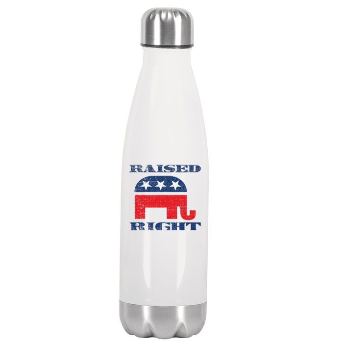 Raised Right Republican Elephant Retro Style Distressed Gift Stainless Steel Insulated Water Bottle