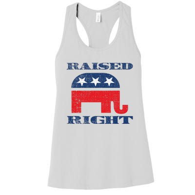 Raised Right Republican Elephant Retro Style Distressed Gift Women's Racerback Tank